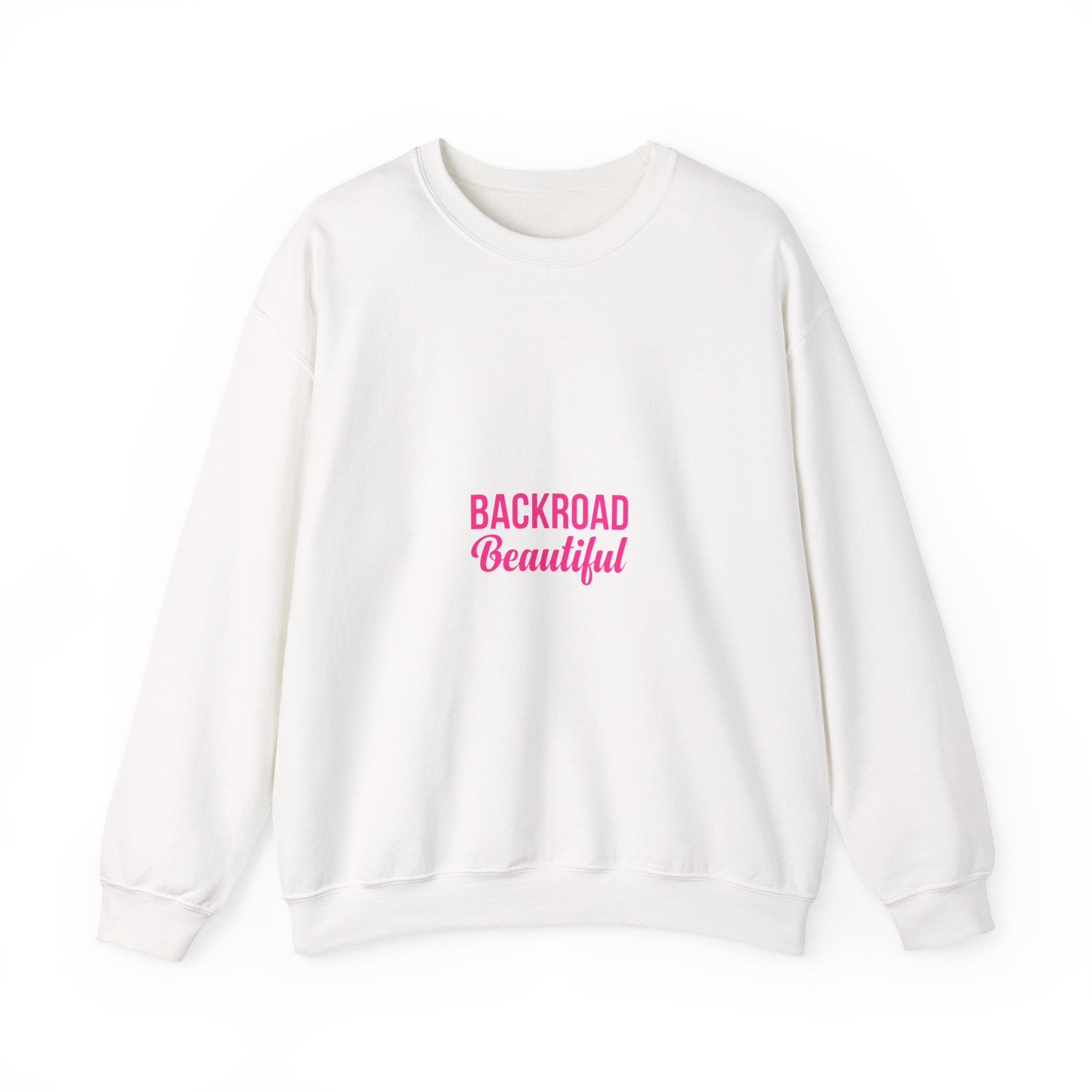 Crewneck Sweatshirt — "Backroad Beautiful" Pink Script Cozy Pullover