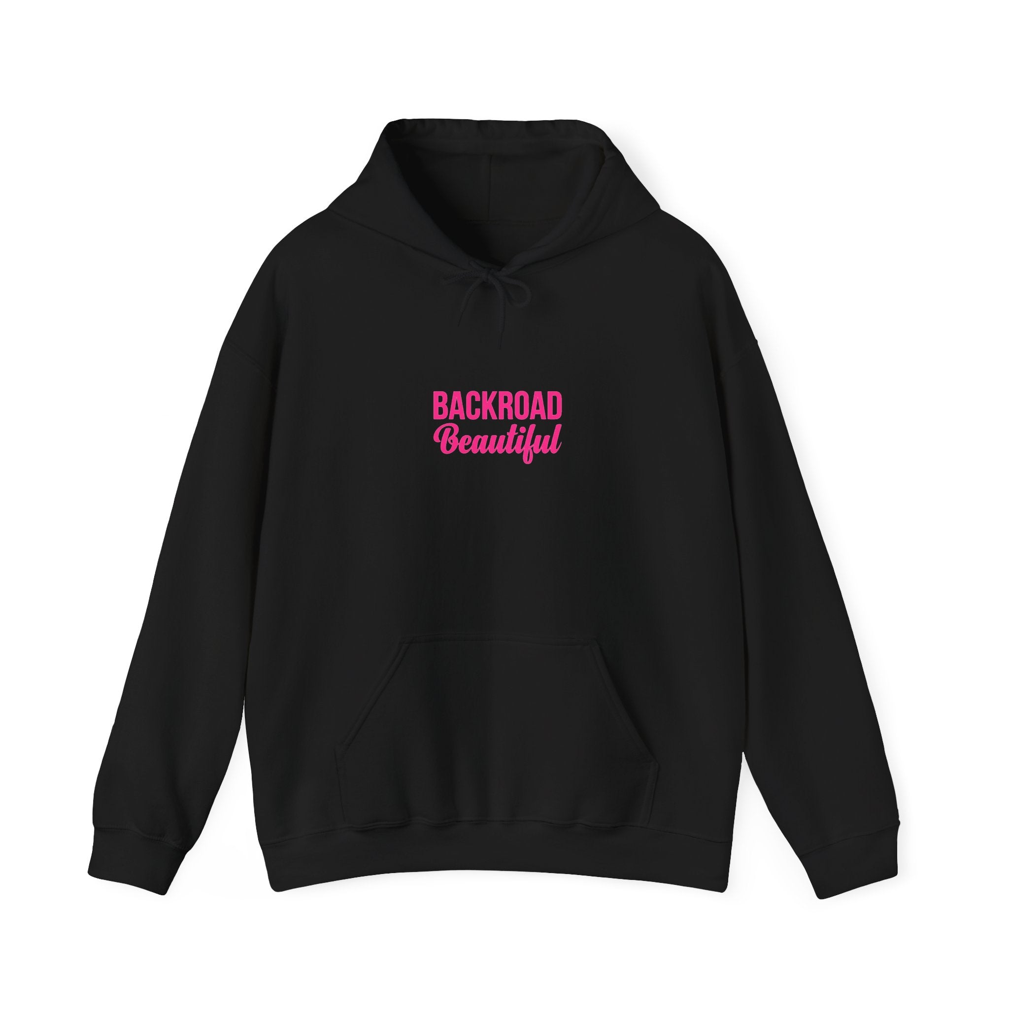 Backroad Beautiful Hoodie — Pink Script Graphic Hooded Sweatshirt