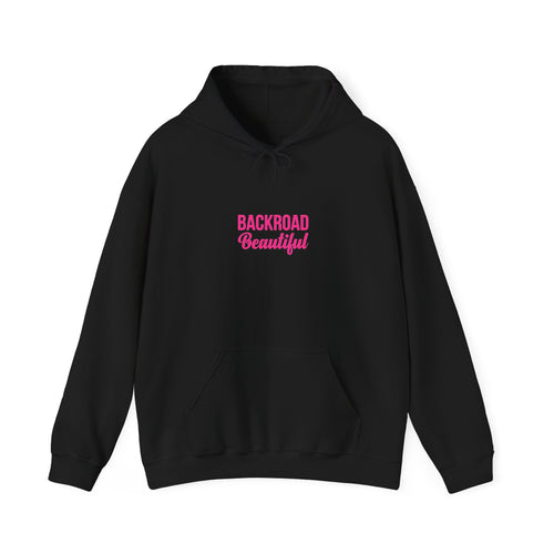 Backroad Beautiful Hoodie — Pink Script Graphic Hooded Sweatshirt