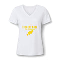 Damen T-Shirt mit V-Ausschnitt, leger geschnitten, aus melierter CVC-Baumwolle