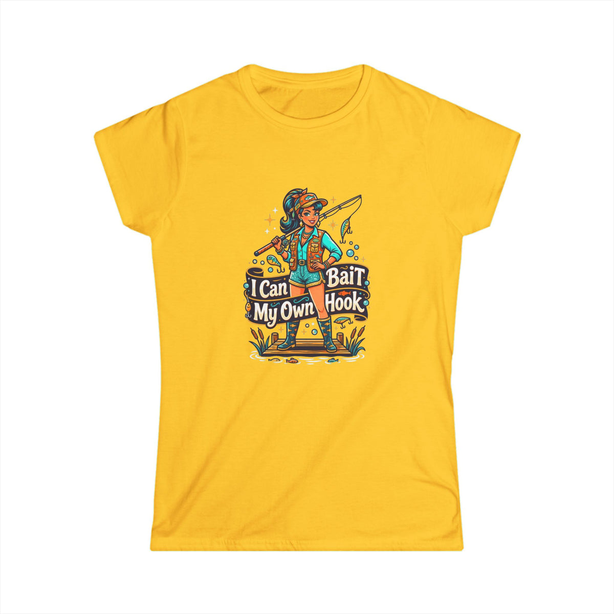 I can bait my own hook Women's Softstyle Tee