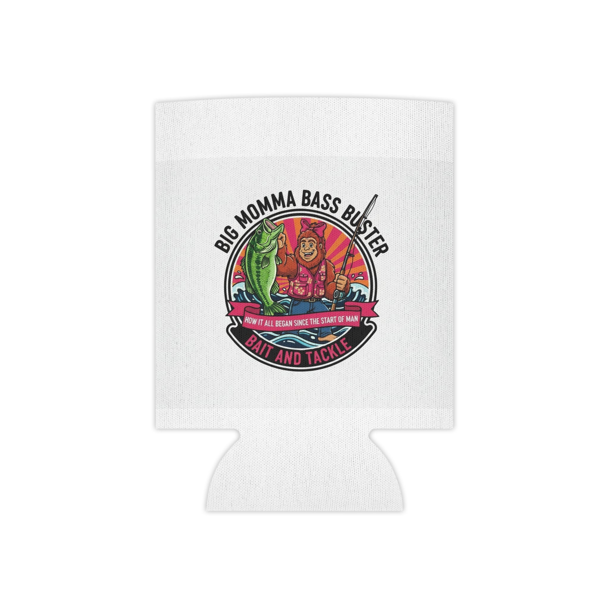 Big Momma Bass Buster Can Cooler — Funny Fishing Can Cooler (Bait and Tackle)