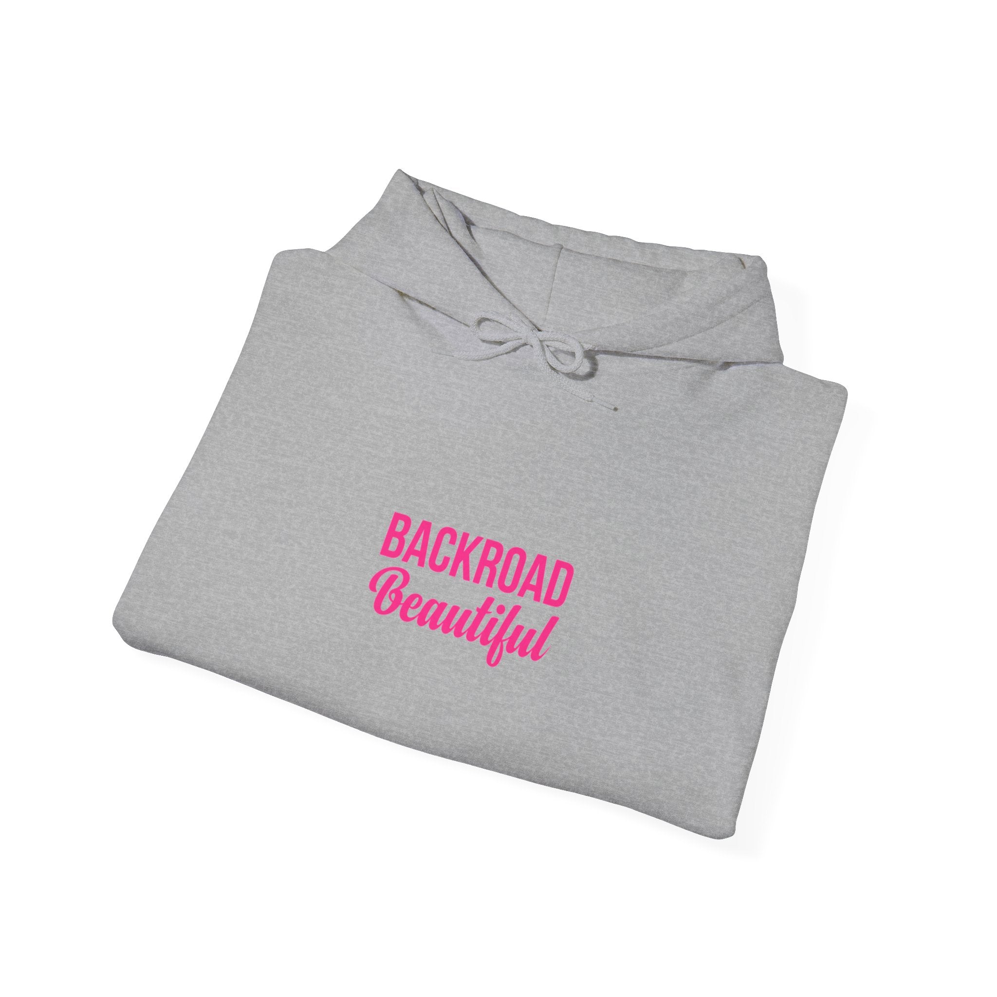 Backroad Beautiful Hoodie — Pink Script Graphic Hooded Sweatshirt