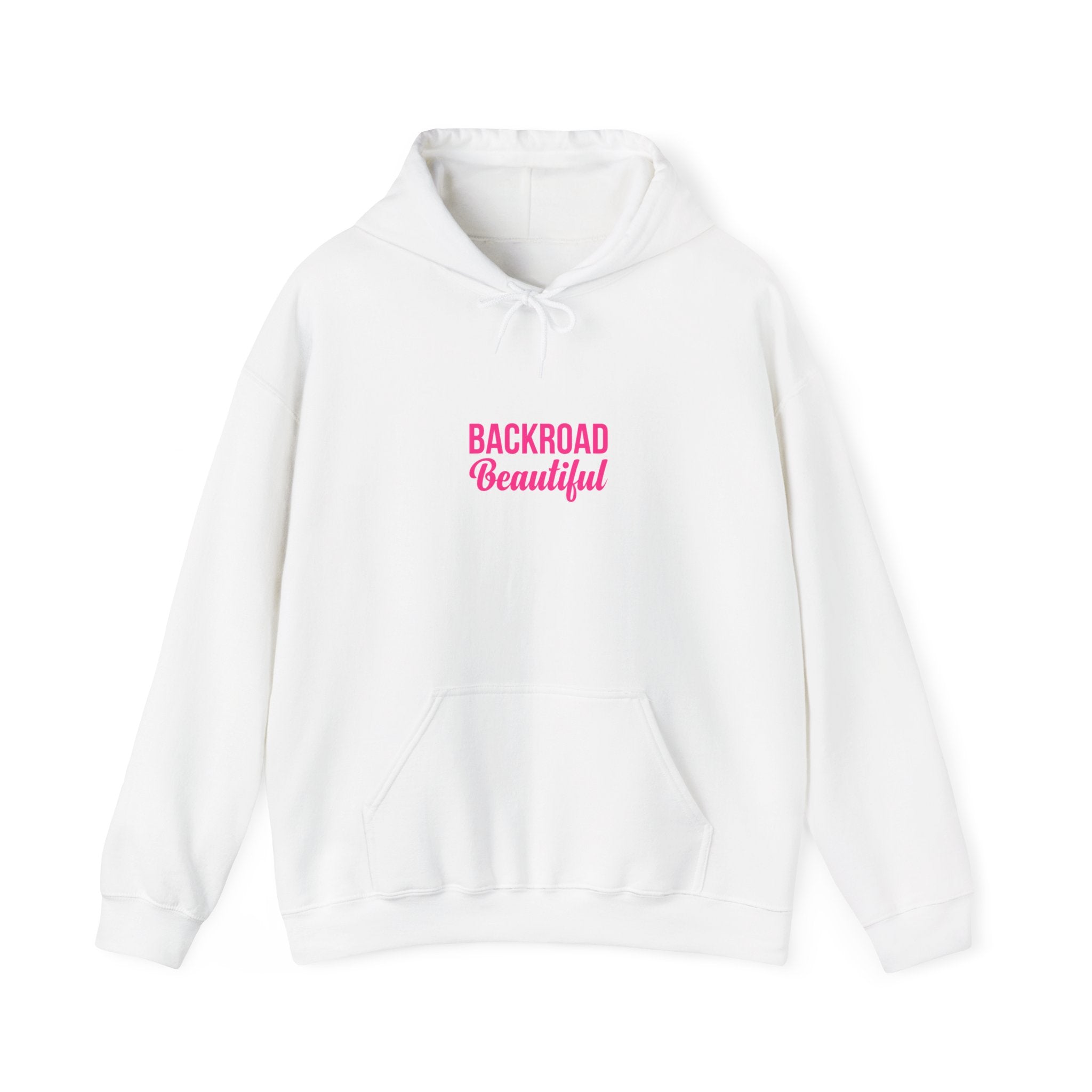 Backroad Beautiful Hoodie — Pink Script Graphic Hooded Sweatshirt