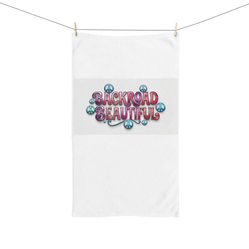 Backroad Beautiful Hand Towel — Retro Peace Sign Kitchen & Bathroom Linen