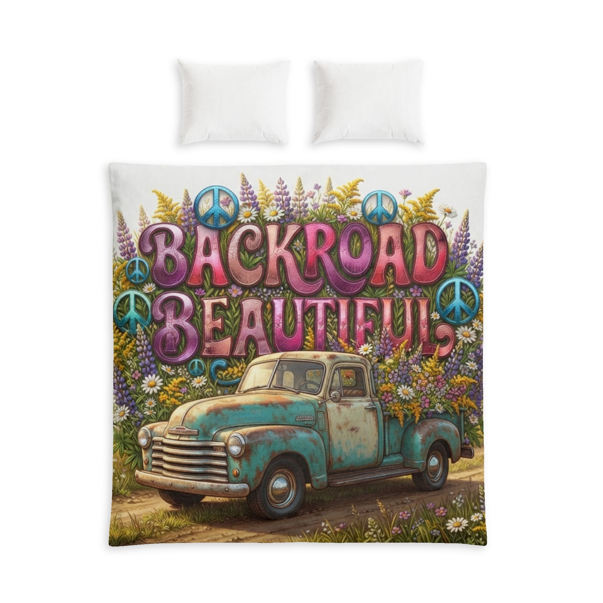 Backroad Beautiful Cotton Bed Set – Vintage Truck Floral Duvet Cover