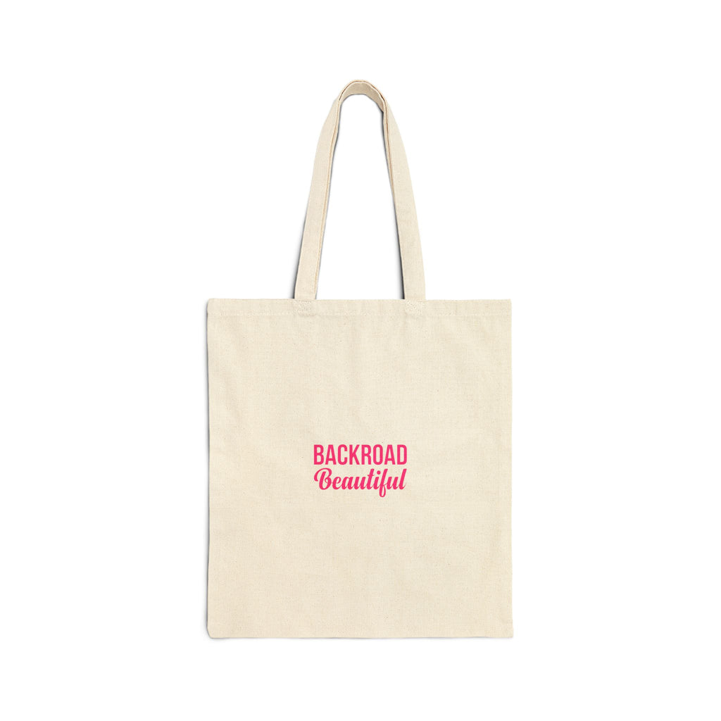 Tote Bag — "Backroad Beautiful" Pink Script Cotton Canvas Market Tote