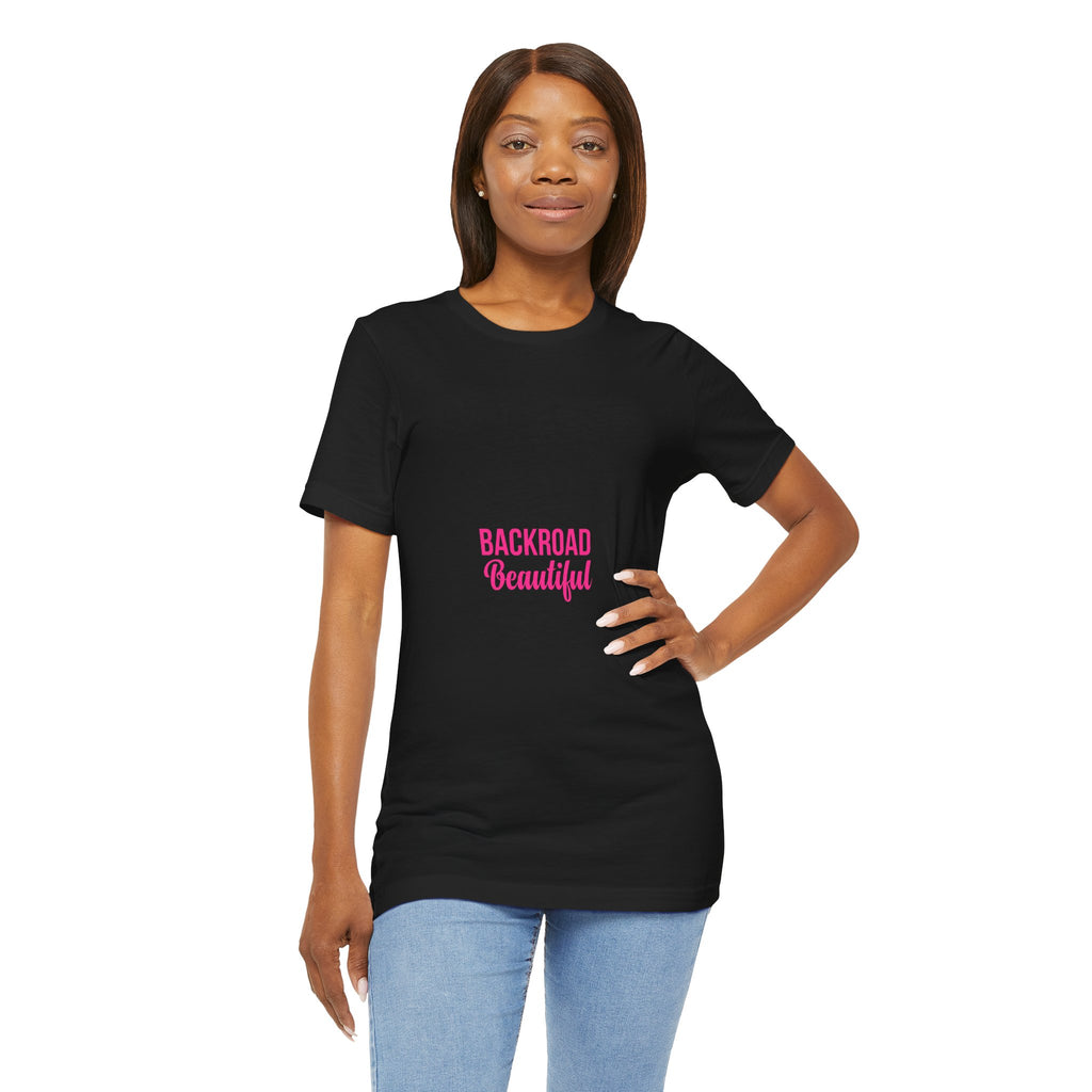 Backroad Beautiful Tee — Pink Script Graphic T‑Shirt