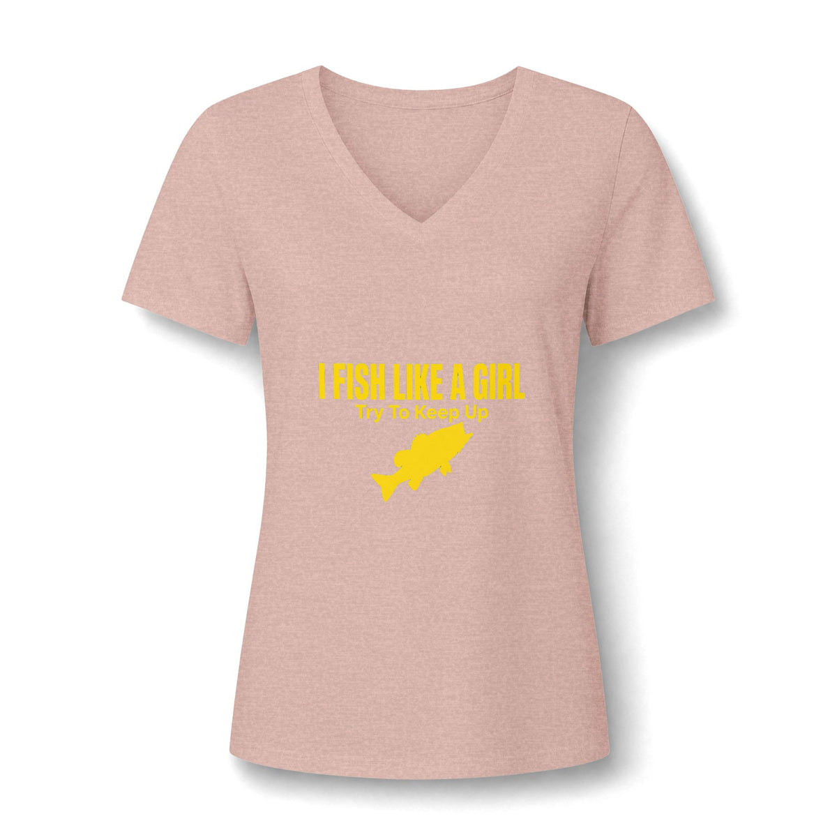Fish Like a Girl Women's Relaxed Heather CVC V-Neck Tee