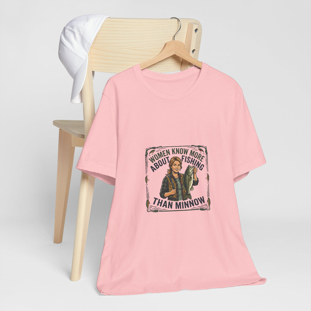 Fishing Tee — "Women Know More About Fishing Than Minnow" Graphic T-Shirt