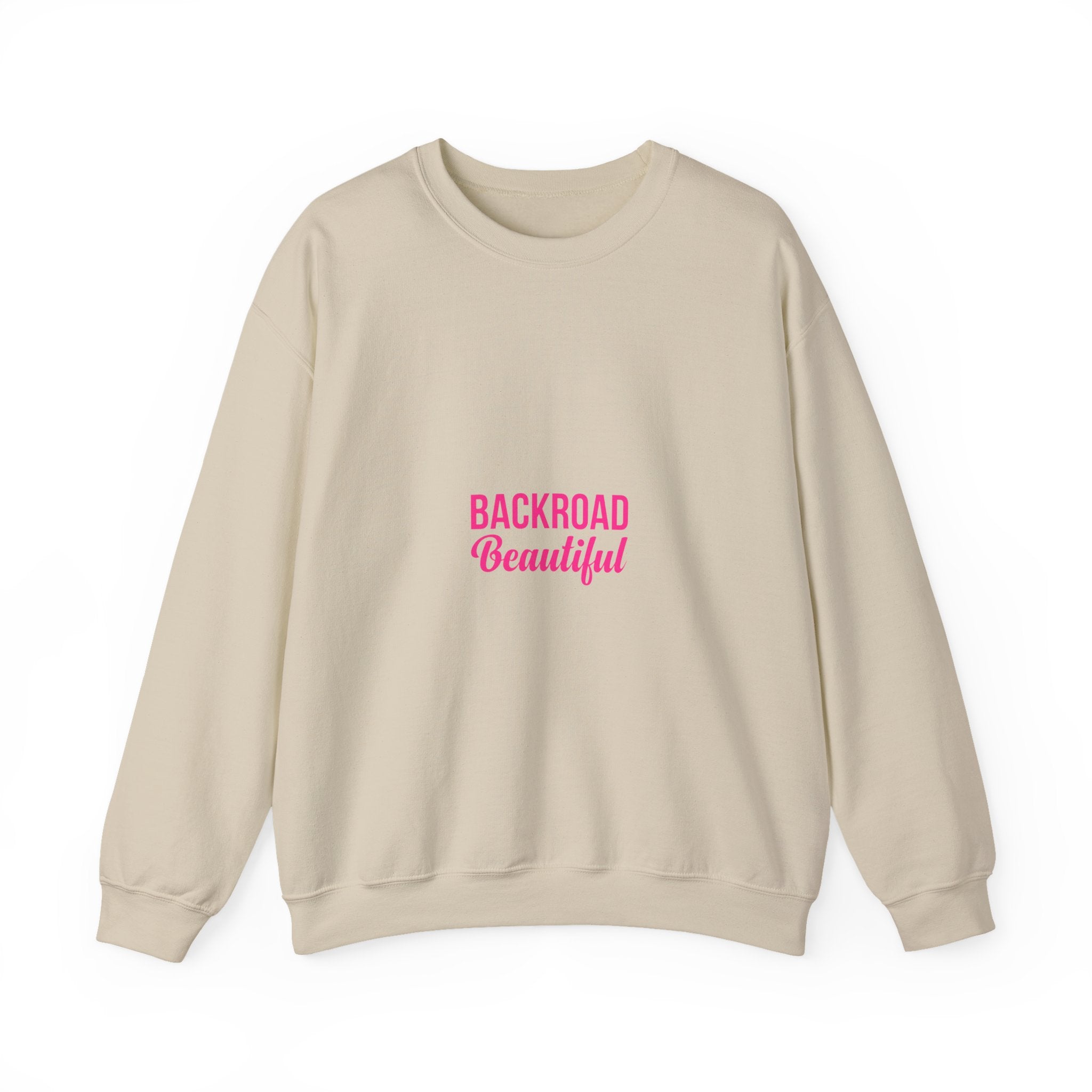 Crewneck Sweatshirt — "Backroad Beautiful" Pink Script Cozy Pullover