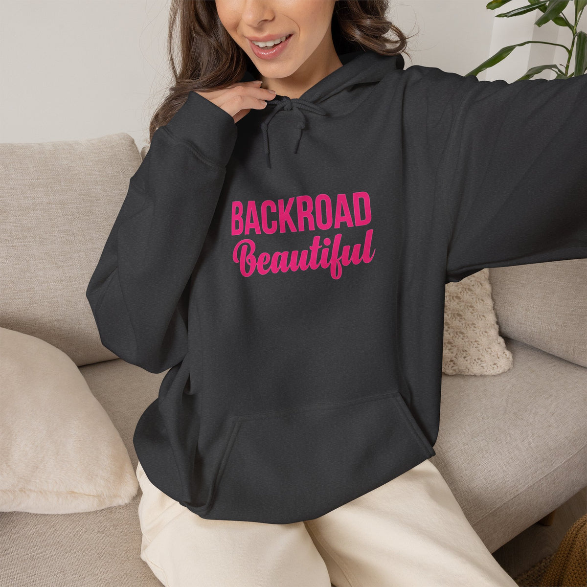 Backroad Beautiful Hoodie - Pink Script Pullover