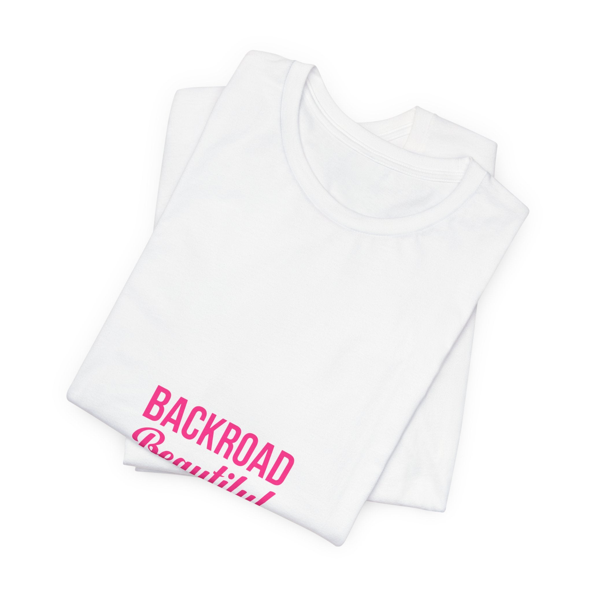 Backroad Beautiful Tee — Pink Script Graphic T‑Shirt