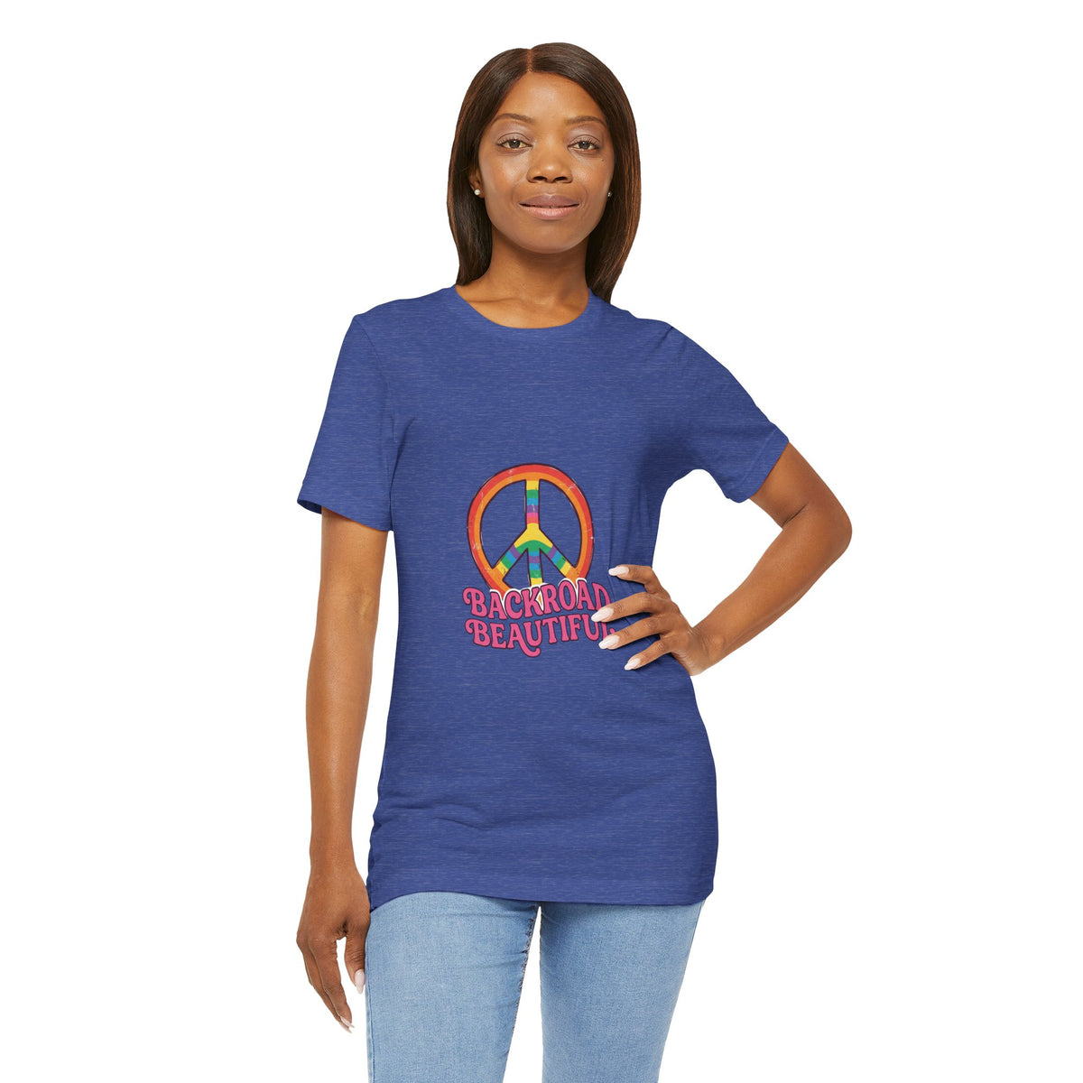 Backroad Beautiful Peace Sign Tee — Retro Rainbow Graphic T-Shirt
