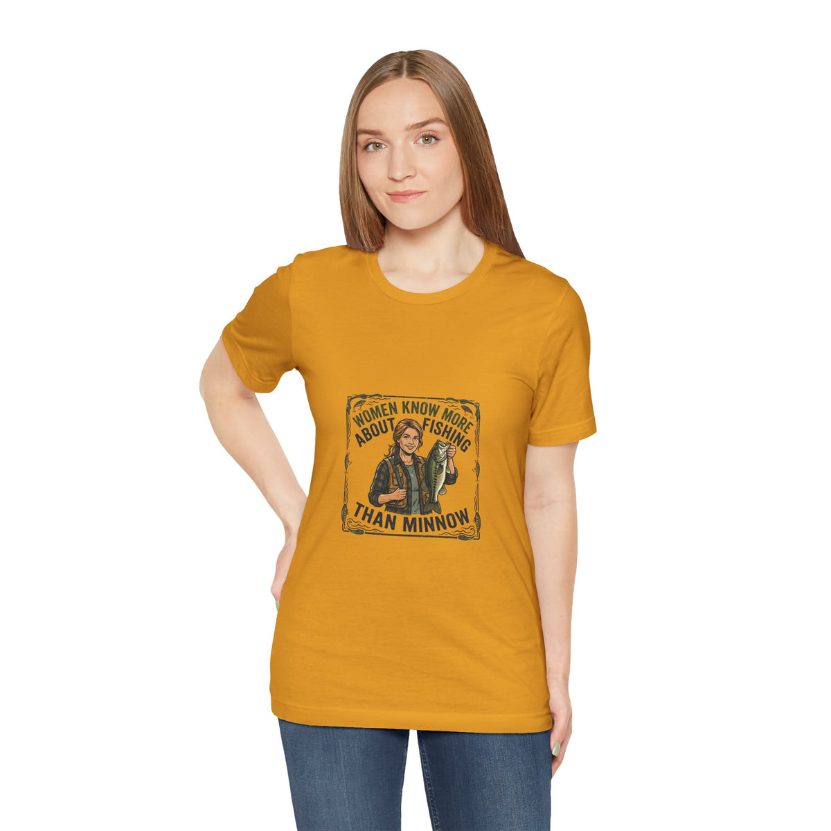 Fishing Tee — "Women Know More About Fishing Than Minnow" Graphic T-Shirt