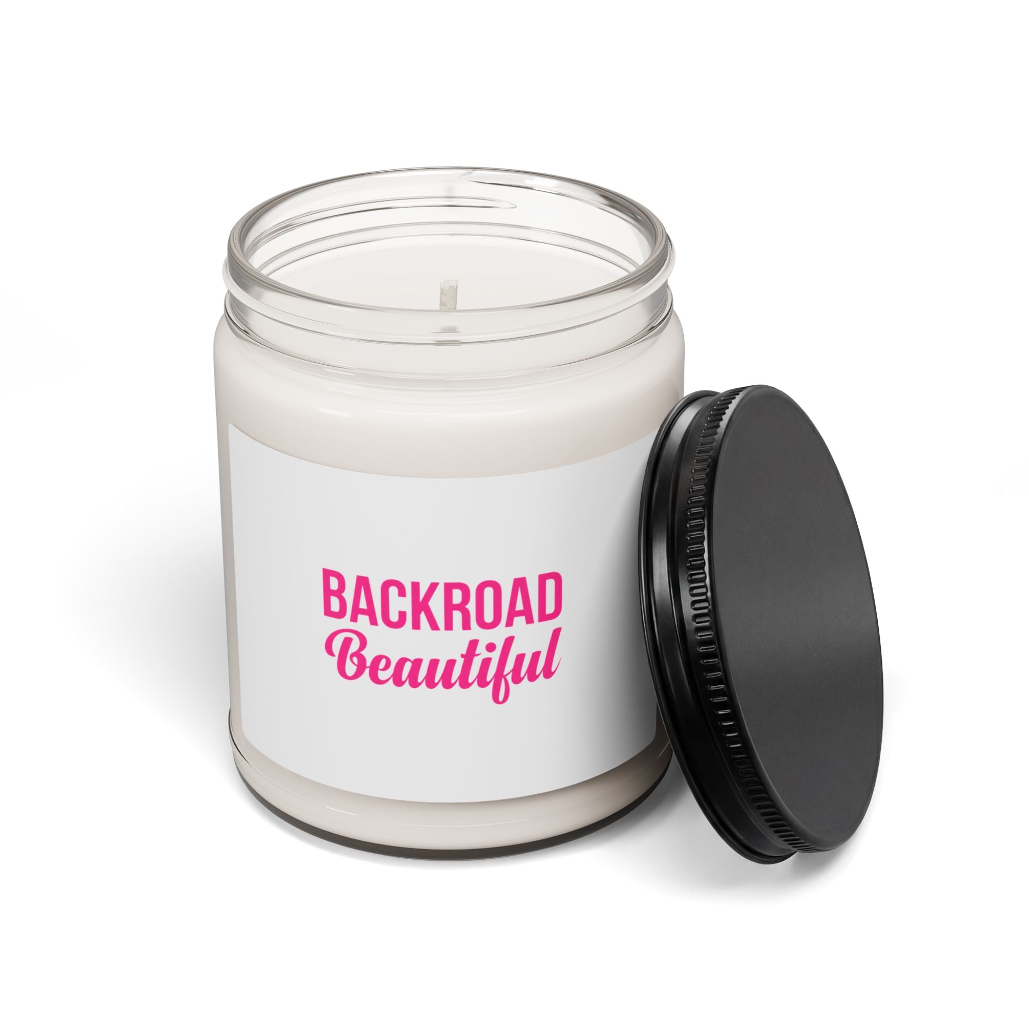 Backroad Beautiful Scented Soy Candle — 9oz Travel Vibe, Pink Typography