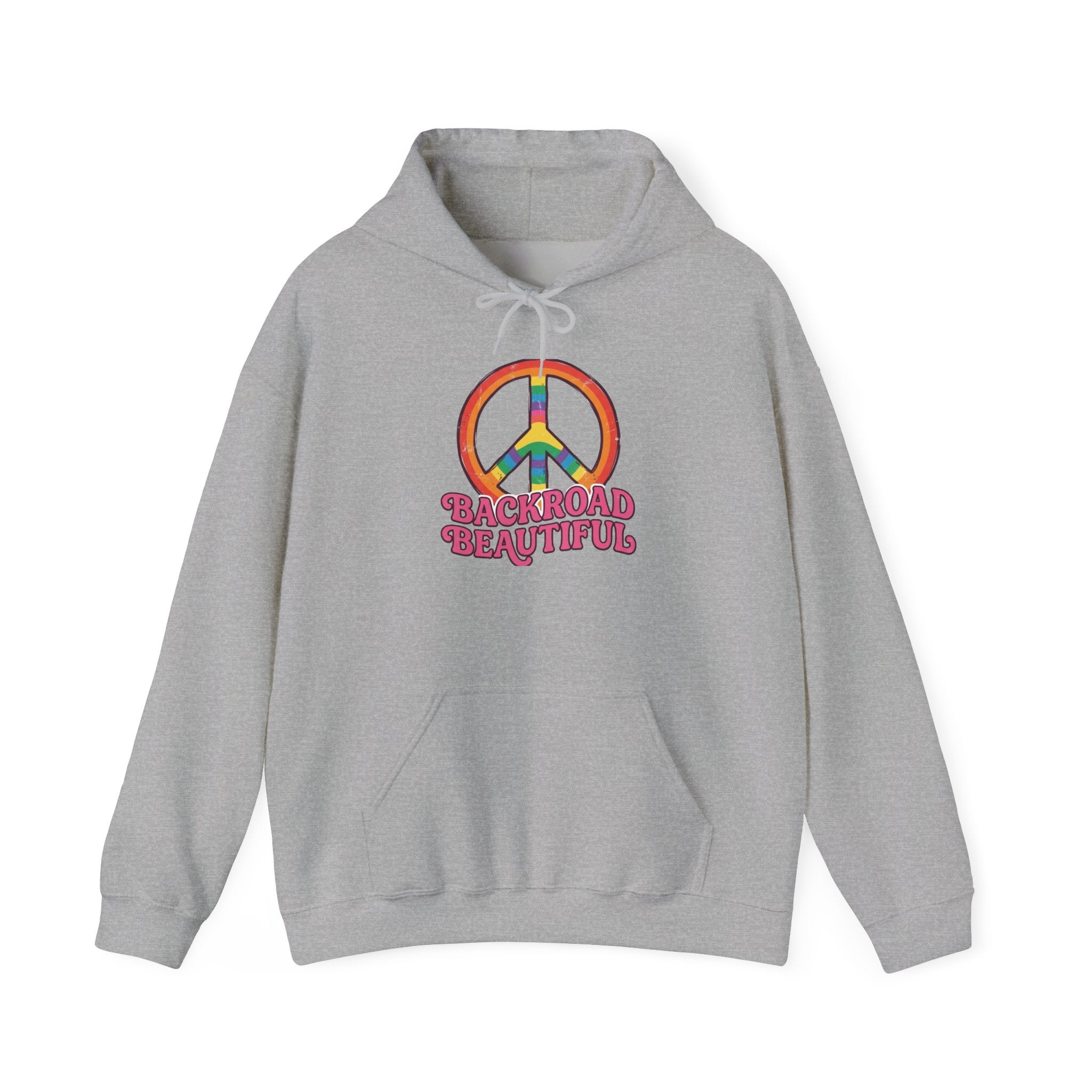 Peace Sign "Backroad Beautiful" Hoodie - Retro Rainbow Hippie Pullover