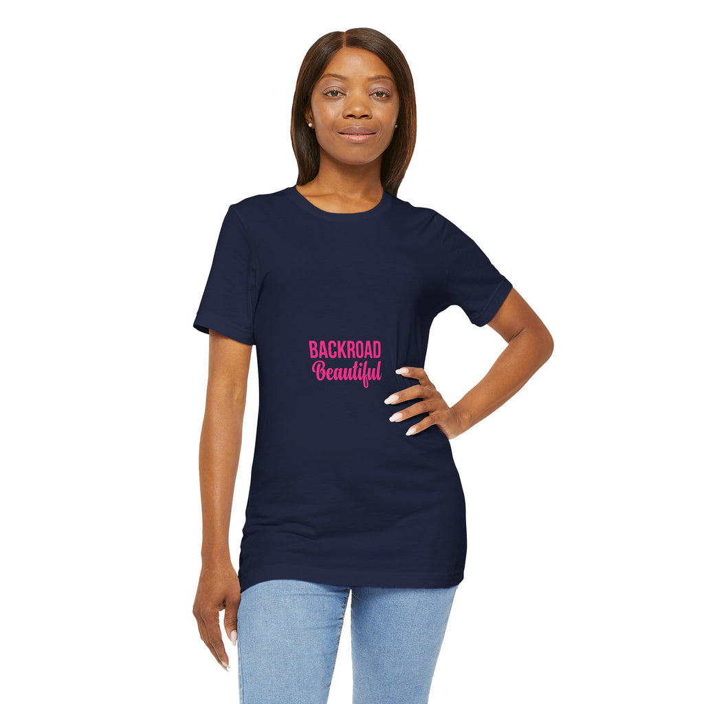 Backroad Beautiful Tee — Pink Script Graphic T‑Shirt