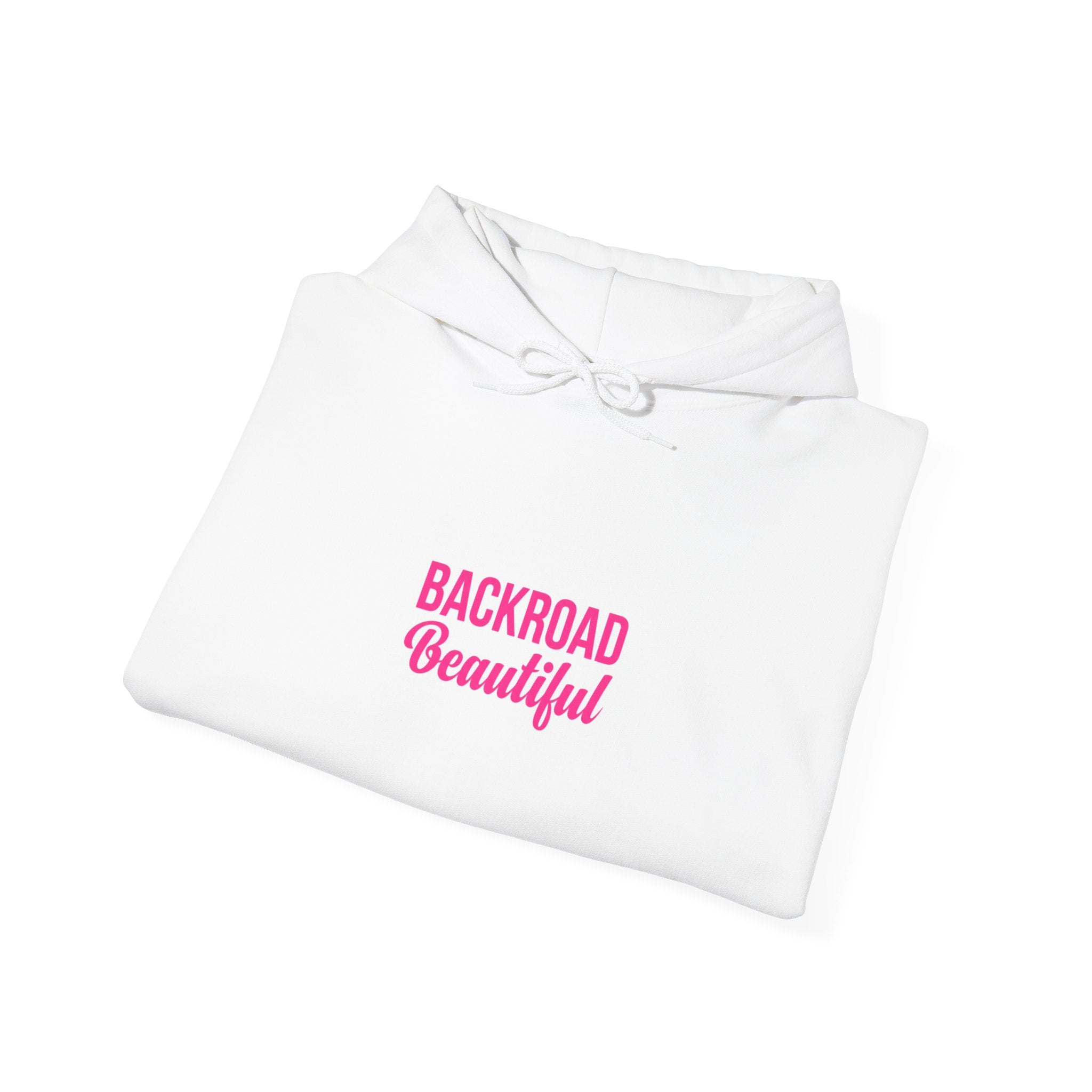 Backroad Beautiful Hoodie — Pink Script Graphic Hooded Sweatshirt