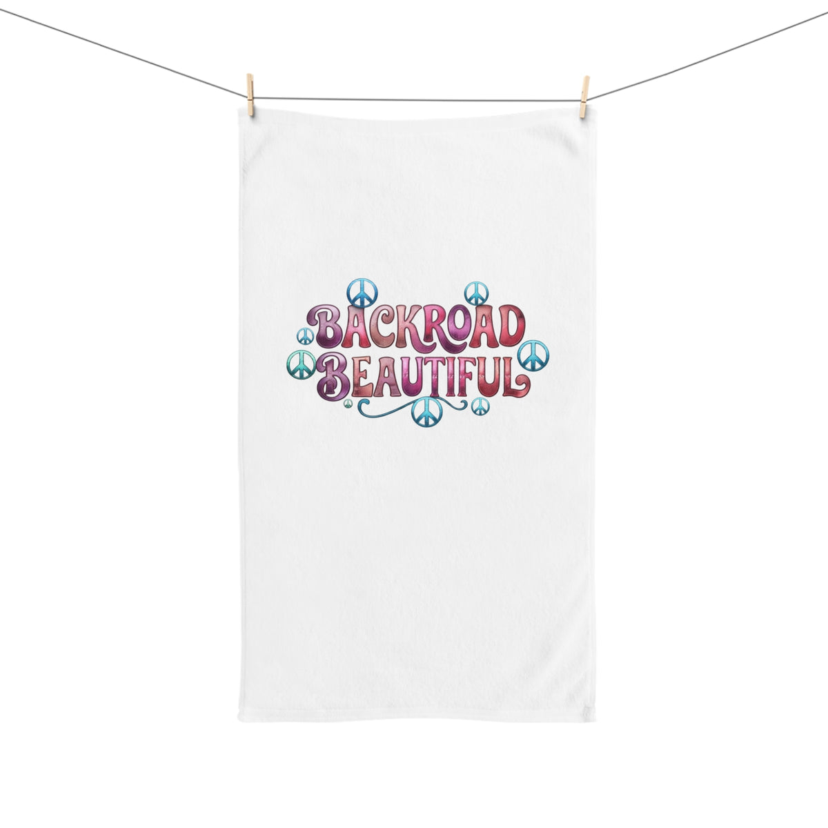 Backroad Beautiful Hand Towel — Retro Peace Sign Kitchen & Bathroom Linen