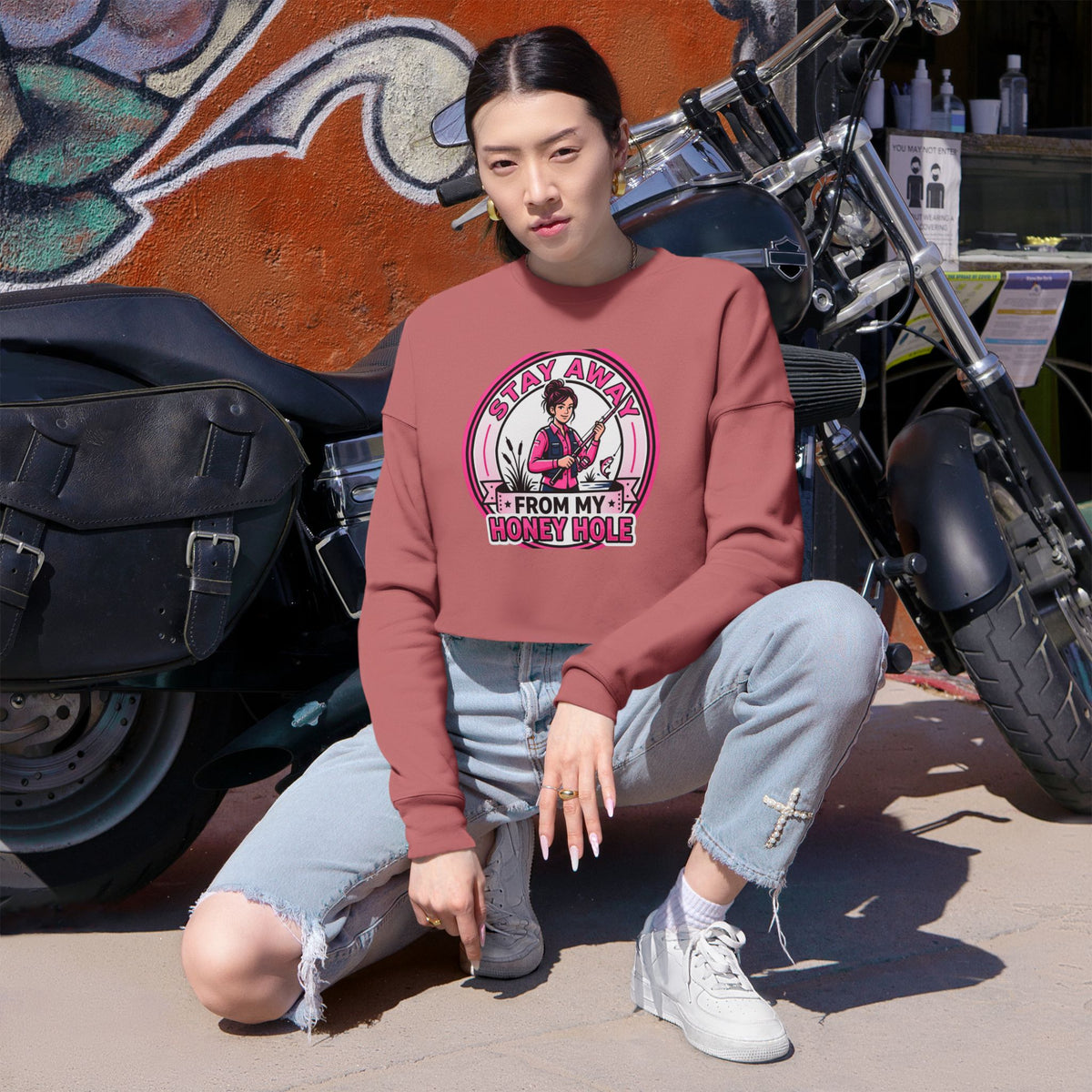 Stay Away From My Honey Hole Women's Cropped Sweatshirt