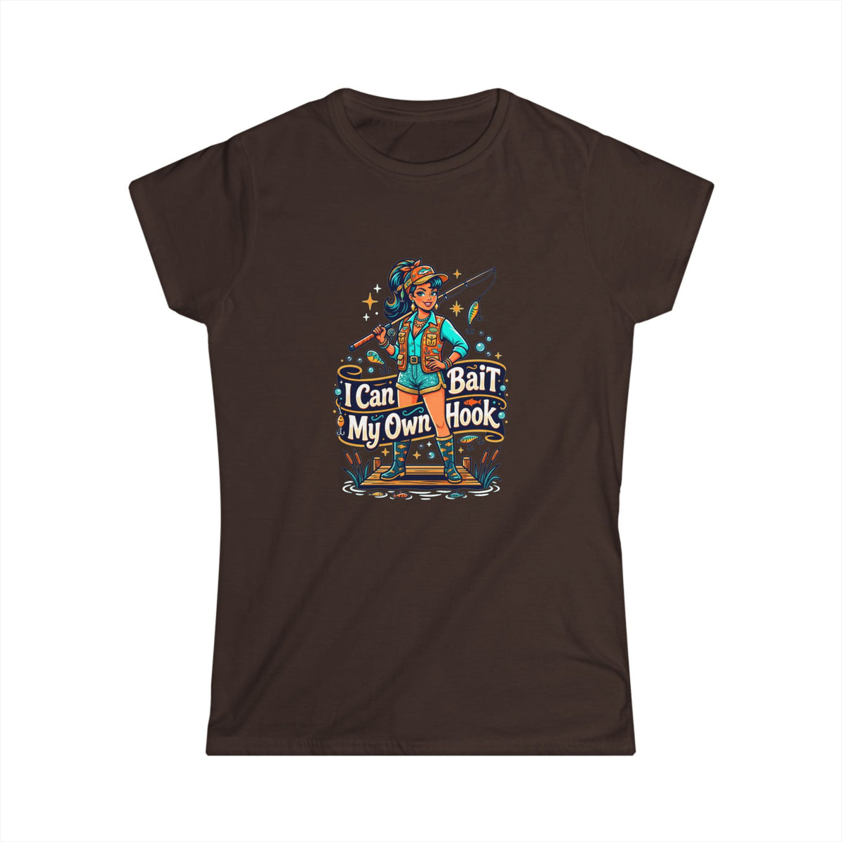 I can bait my own hook Women's Softstyle Tee