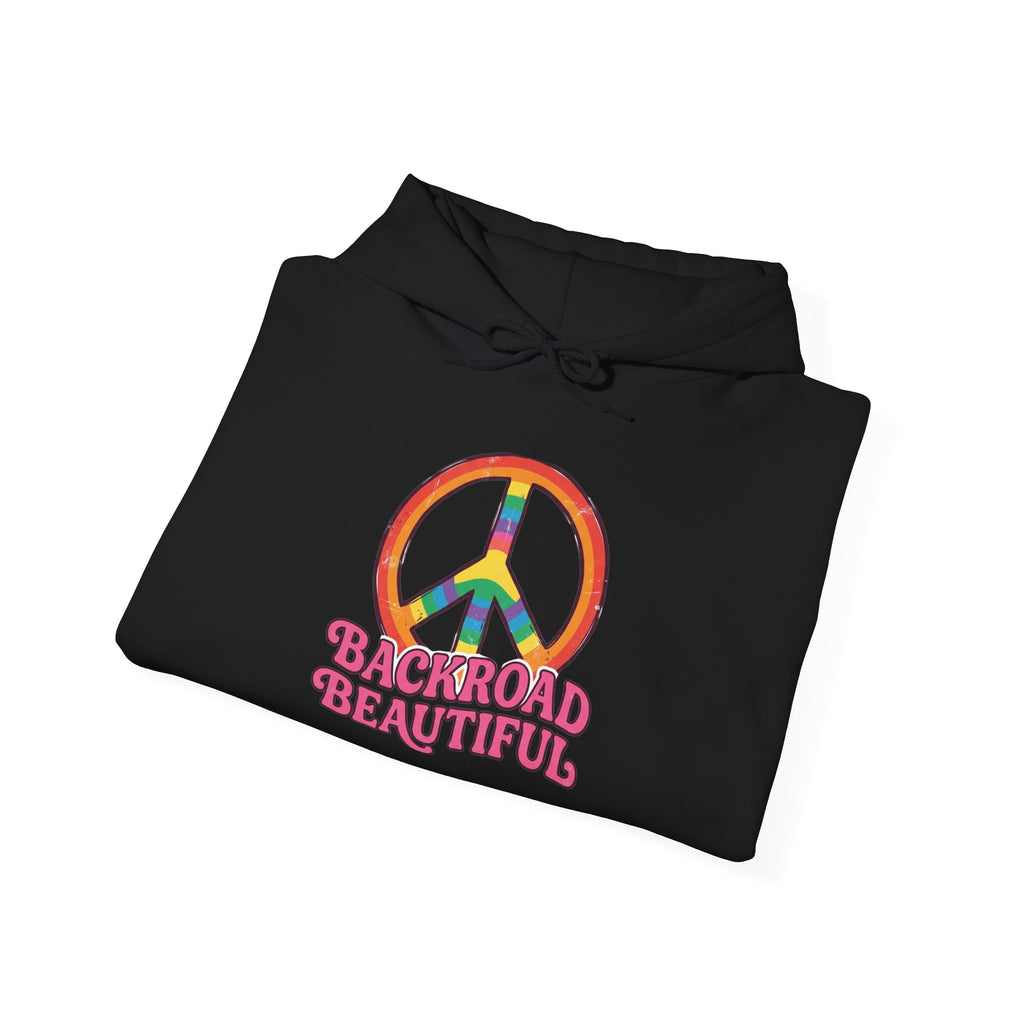 Peace Sign "Backroad Beautiful" Hoodie - Retro Rainbow Hippie Pullover