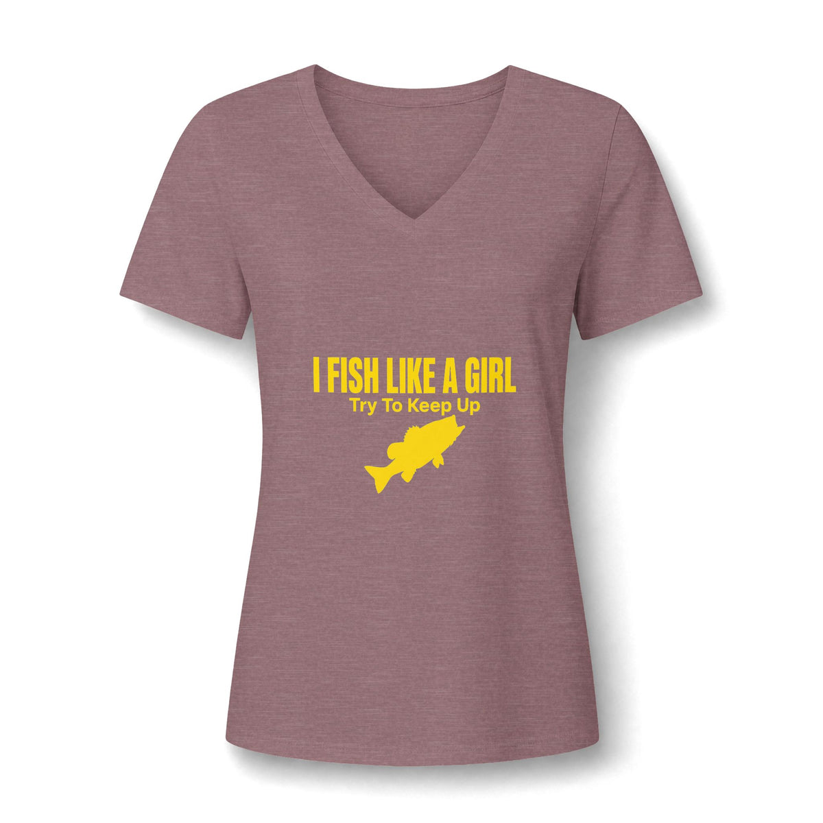Fish Like a Girl Women's Relaxed Heather CVC V-Neck Tee