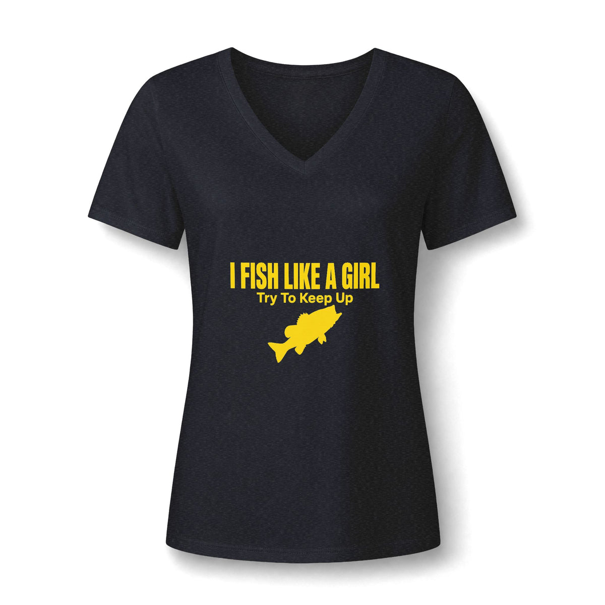 Fish Like a Girl Women's Relaxed Heather CVC V-Neck Tee