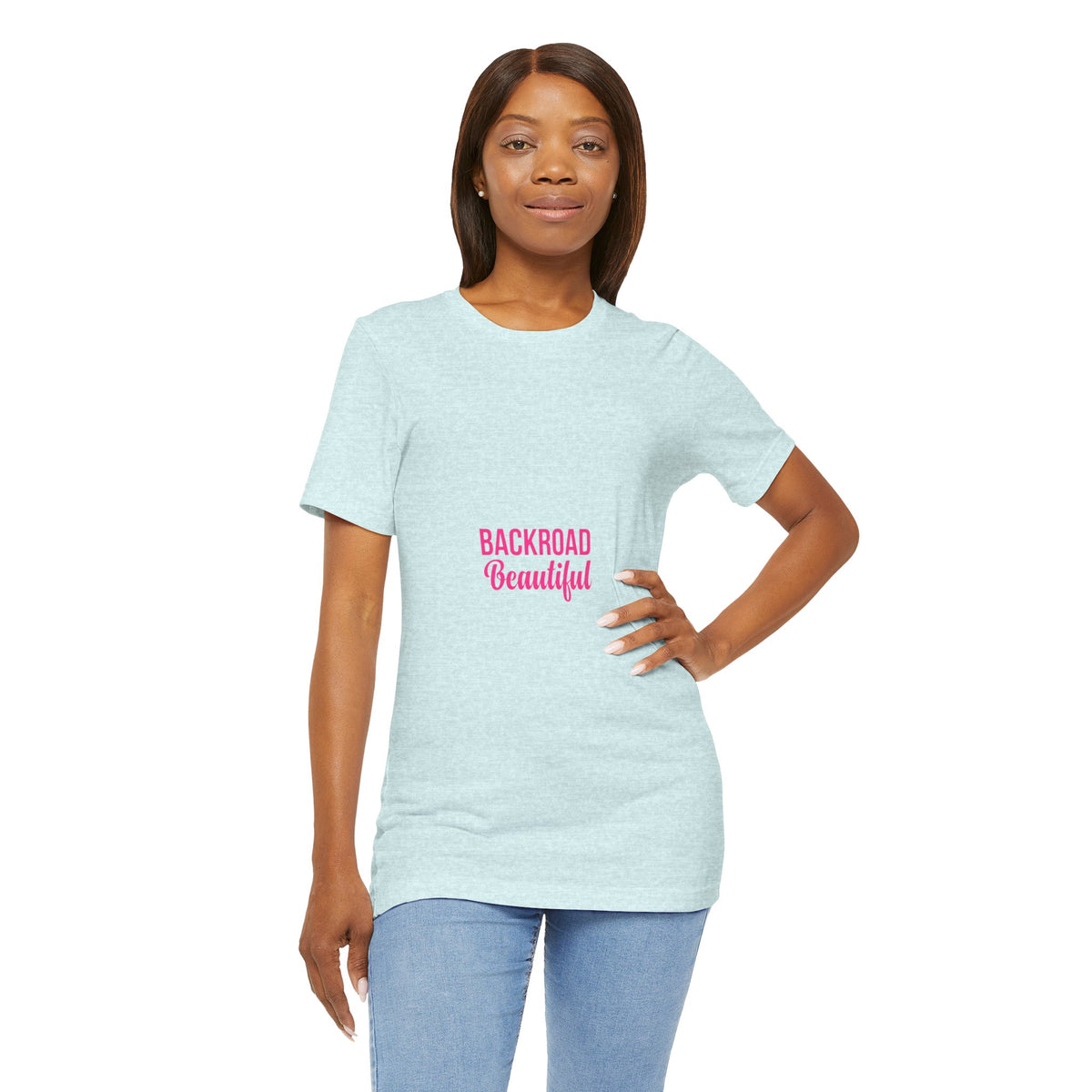Backroad Beautiful Tee — Pink Script Graphic T‑Shirt