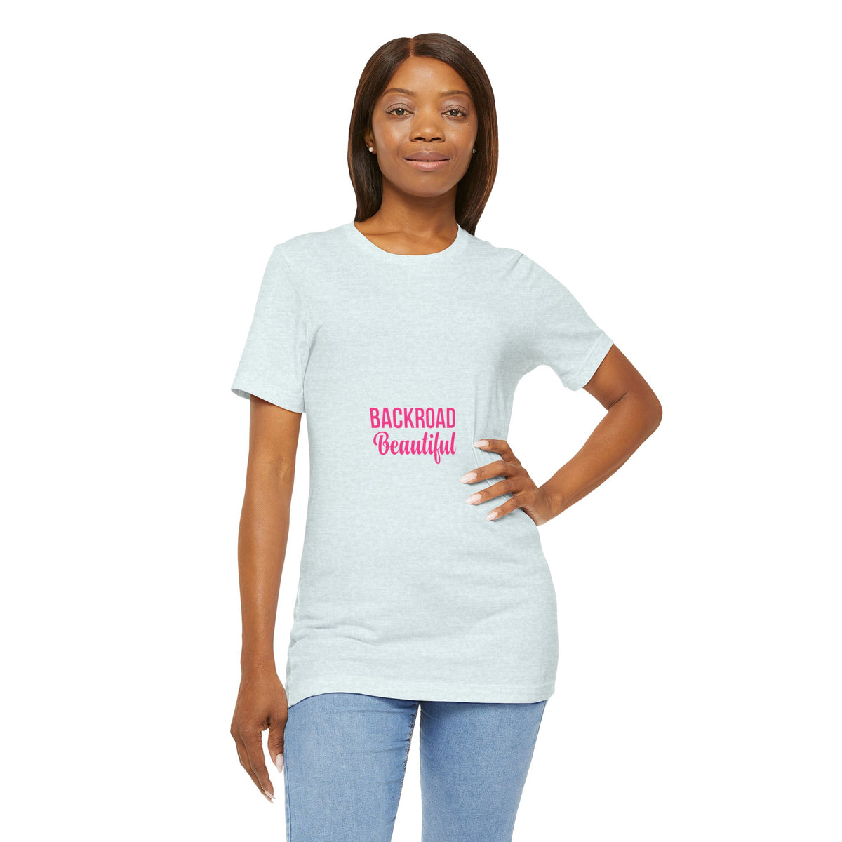 Backroad Beautiful Tee — Pink Script Graphic T‑Shirt