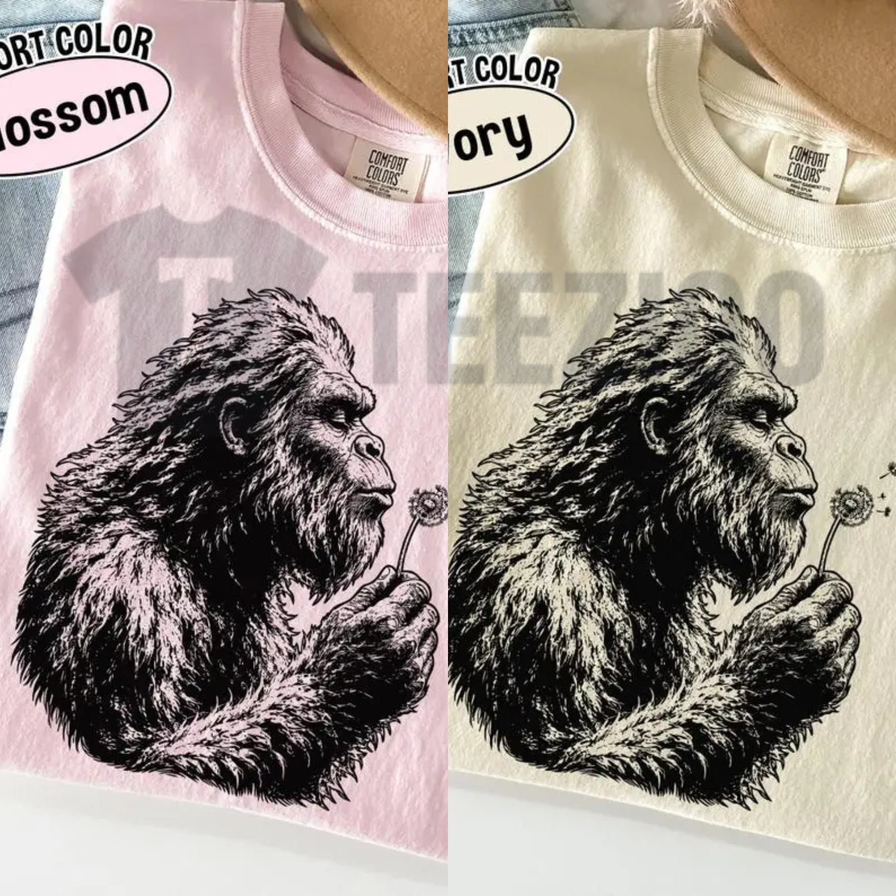 "Bigfoot Dandelion" T-Shirt - Vintage Sasquatch Nature Graphic Tee