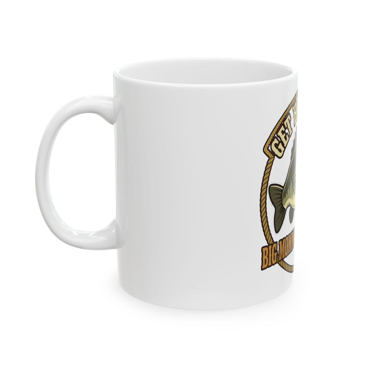 Bass Buster Fishing Mug — “Big Momma Bass Buster” Bait & Tackle Coffee Cup (11oz/15oz)
