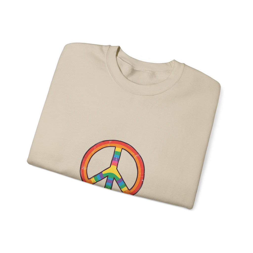 Backroad Beautiful Peace Sign Sweatshirt - Retro Rainbow Crewneck