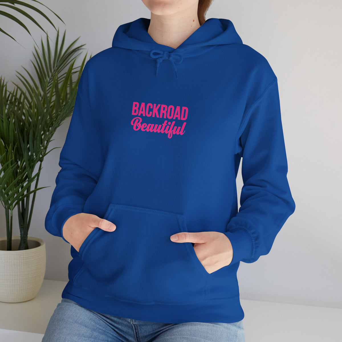Backroad Beautiful Hoodie — Pink Script Graphic Hooded Sweatshirt