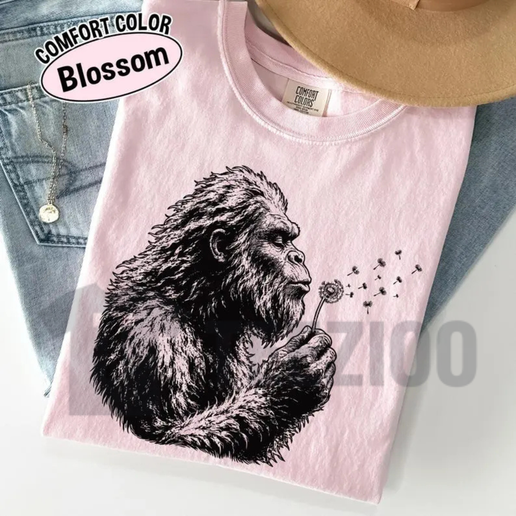 "Bigfoot Dandelion" T-Shirt - Vintage Sasquatch Nature Graphic Tee
