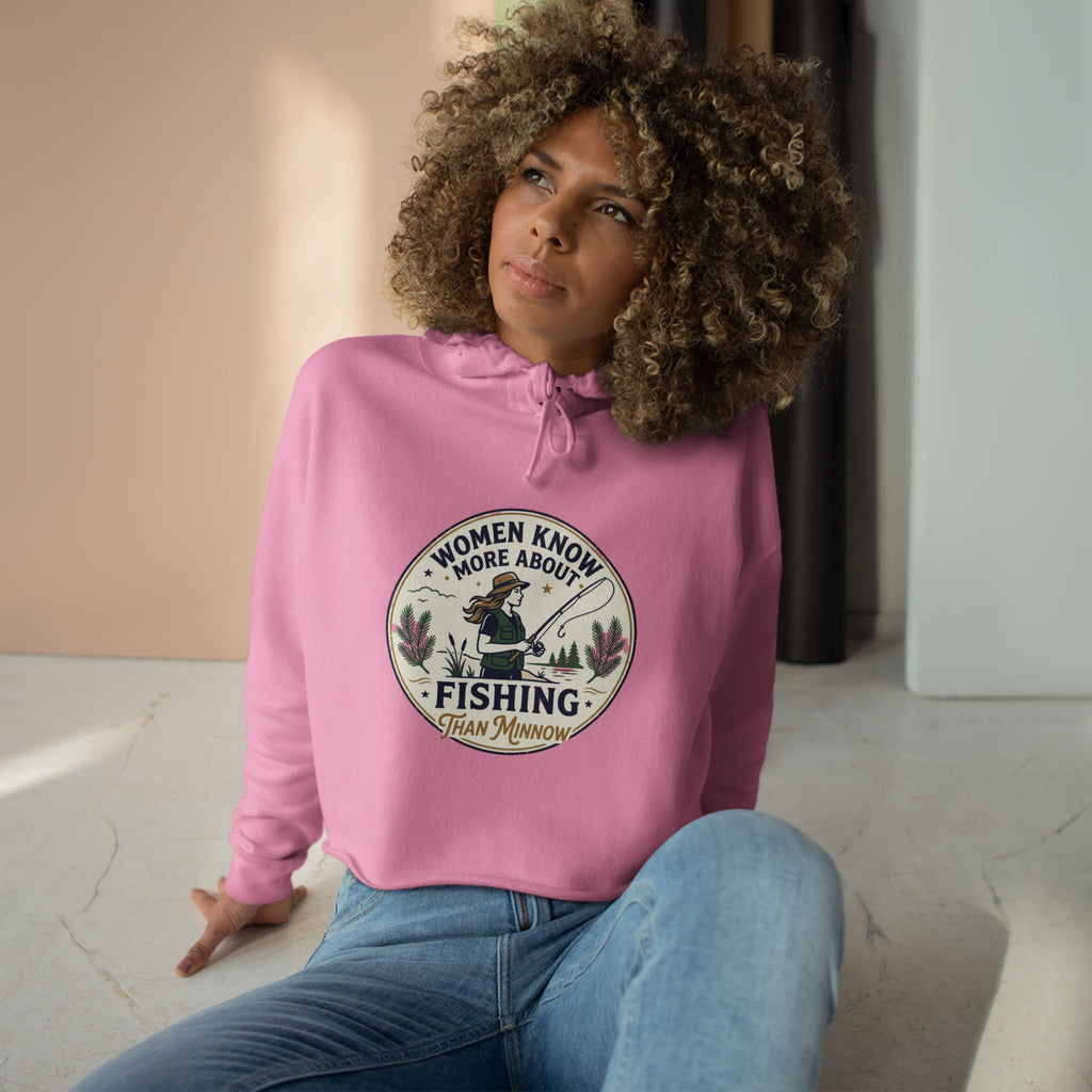 Women Know More Than Minnow Crop Hoodie