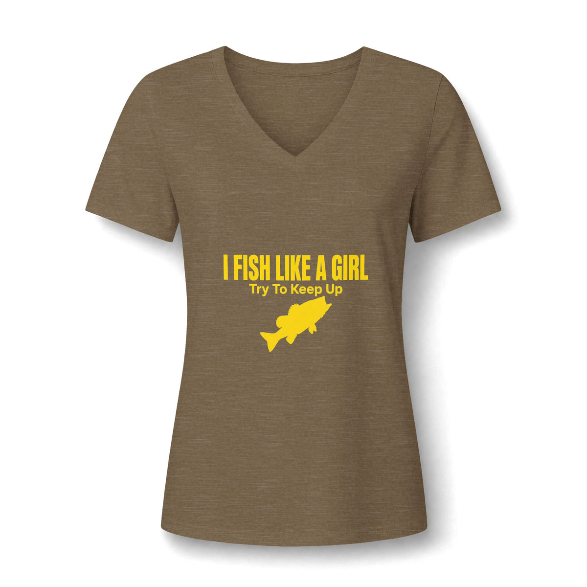 Fish Like a Girl Women's Relaxed Heather CVC V-Neck Tee
