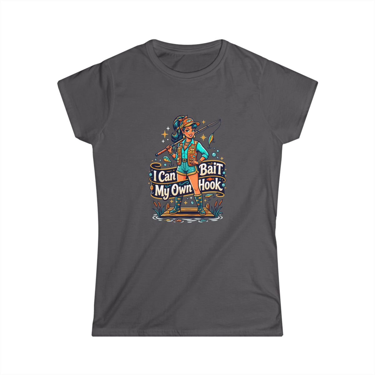 I can bait my own hook Women's Softstyle Tee