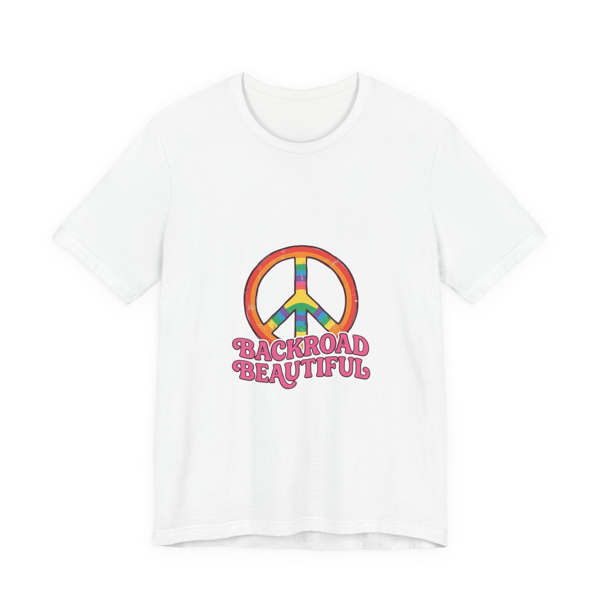 Backroad Beautiful Peace Sign Tee — Retro Rainbow Graphic T-Shirt