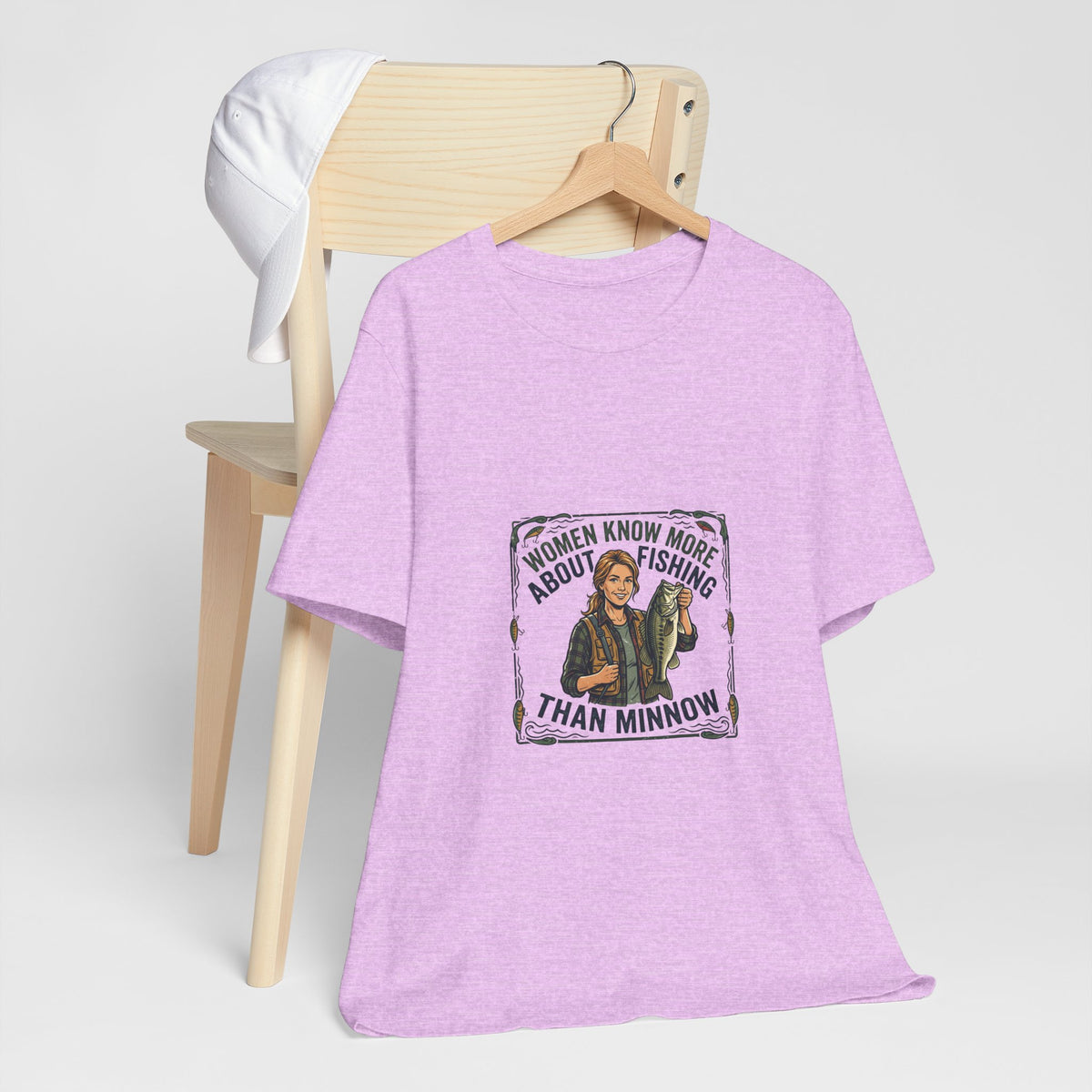 Fishing Tee — "Women Know More About Fishing Than Minnow" Graphic T-Shirt