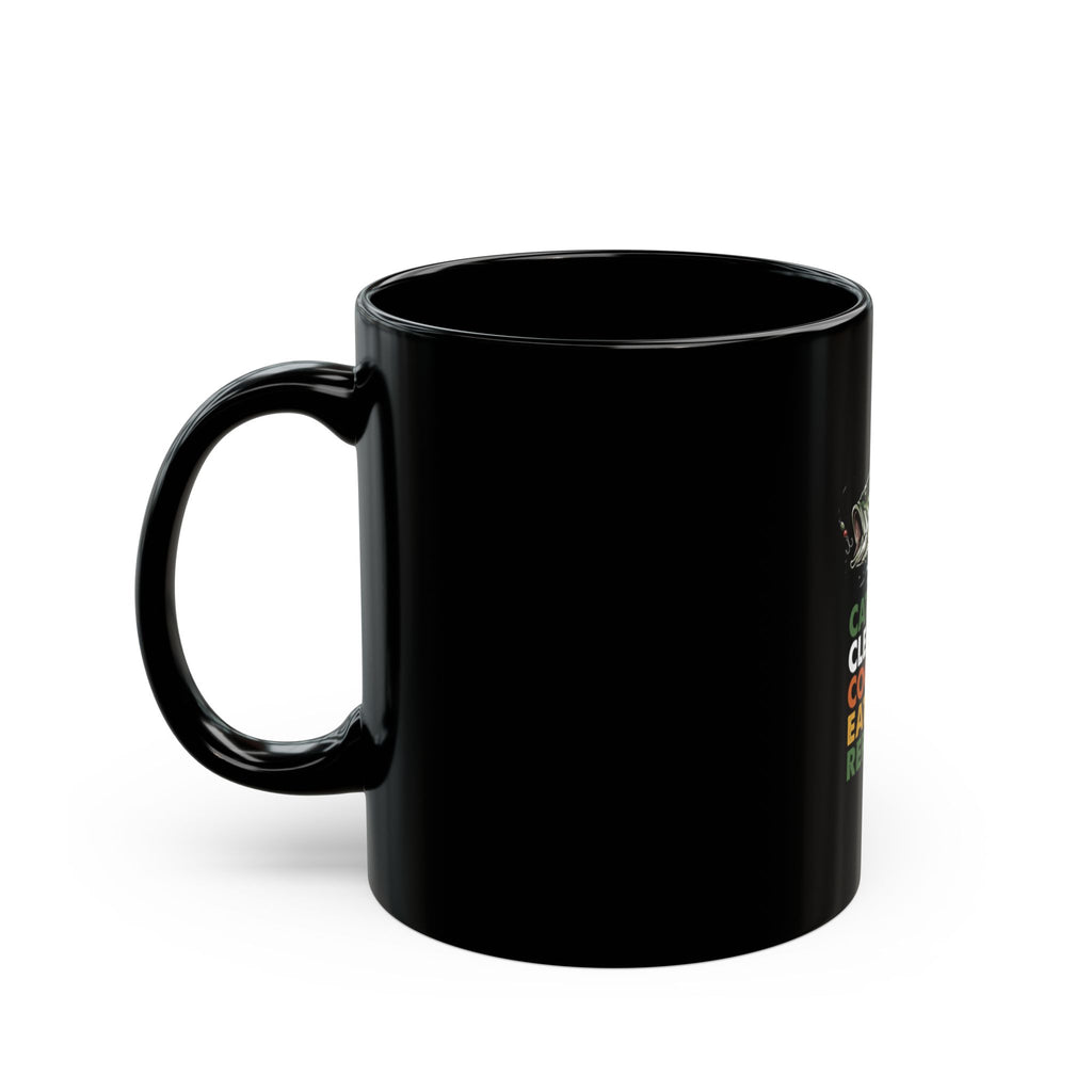 Fishing Mug – "Catch, Clean, Cook, Eat, Repeat" Black Coffee Cup (11oz/15oz)
