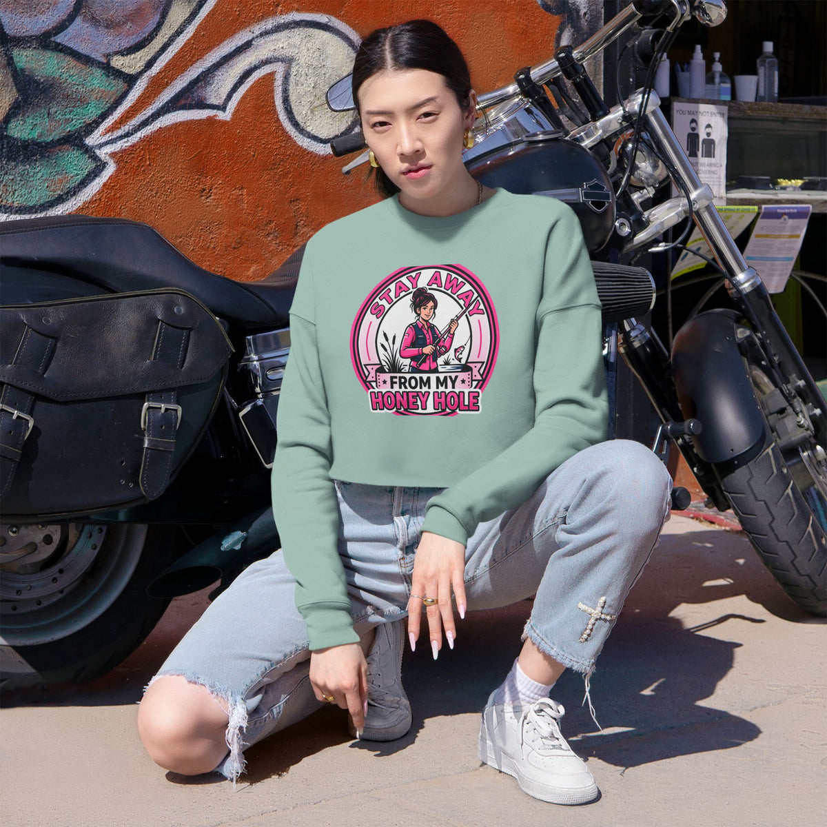 Stay Away From My Honey Hole Women's Cropped Sweatshirt
