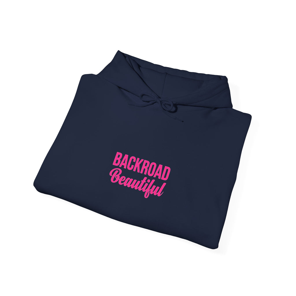 Backroad Beautiful Hoodie — Pink Script Graphic Hooded Sweatshirt