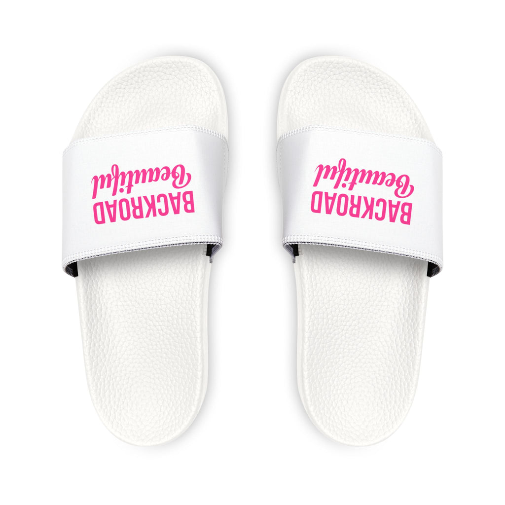 Women's Removable-Strap Slide Sandals — White Strap with Pink Accent