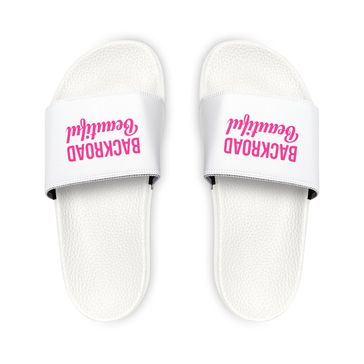 Women's Removable-Strap Slide Sandals — White Strap with Pink Accent