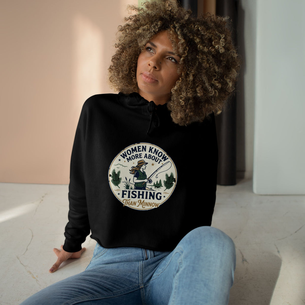 Women Know More Than Minnow Crop Hoodie
