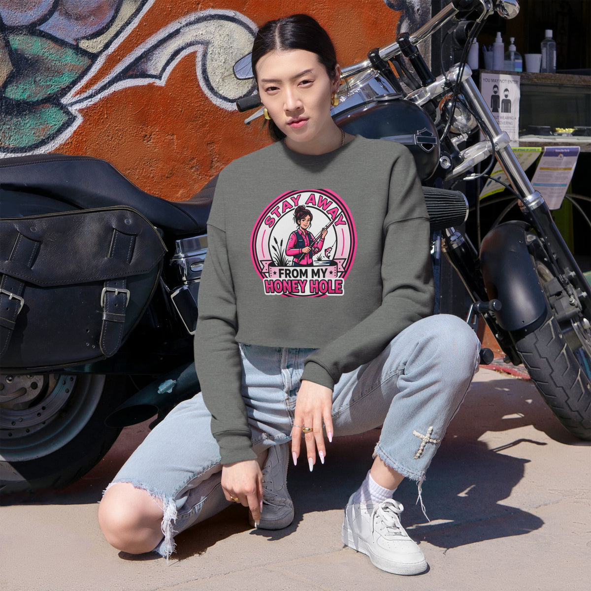 Stay Away From My Honey Hole Women's Cropped Sweatshirt