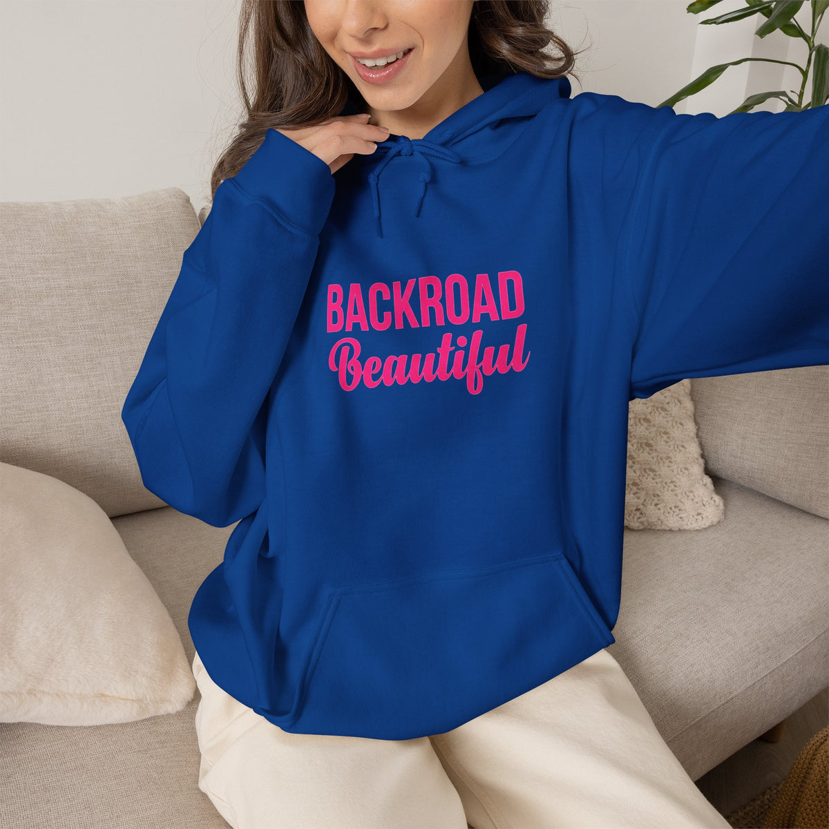 Backroad Beautiful Hoodie - Pink Script Pullover