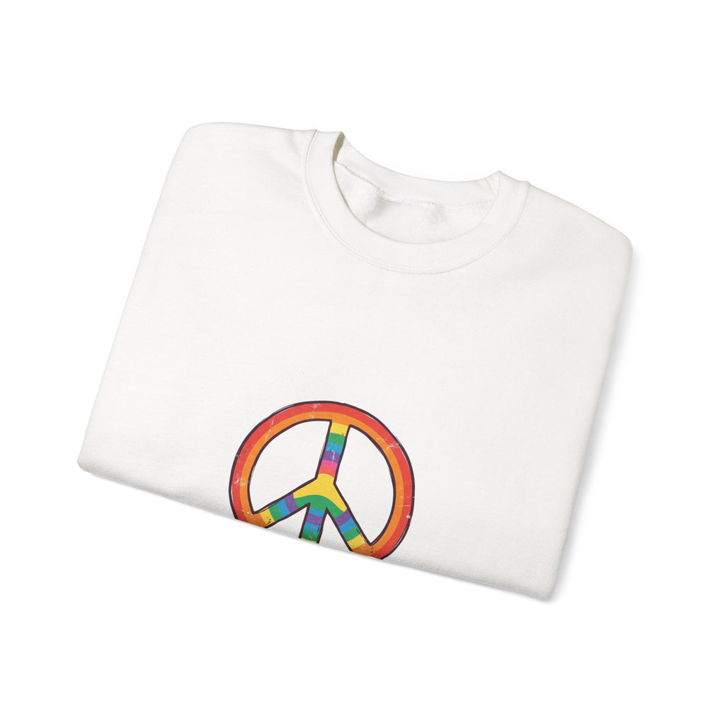 Backroad Beautiful Peace Sign Sweatshirt - Retro Rainbow Crewneck